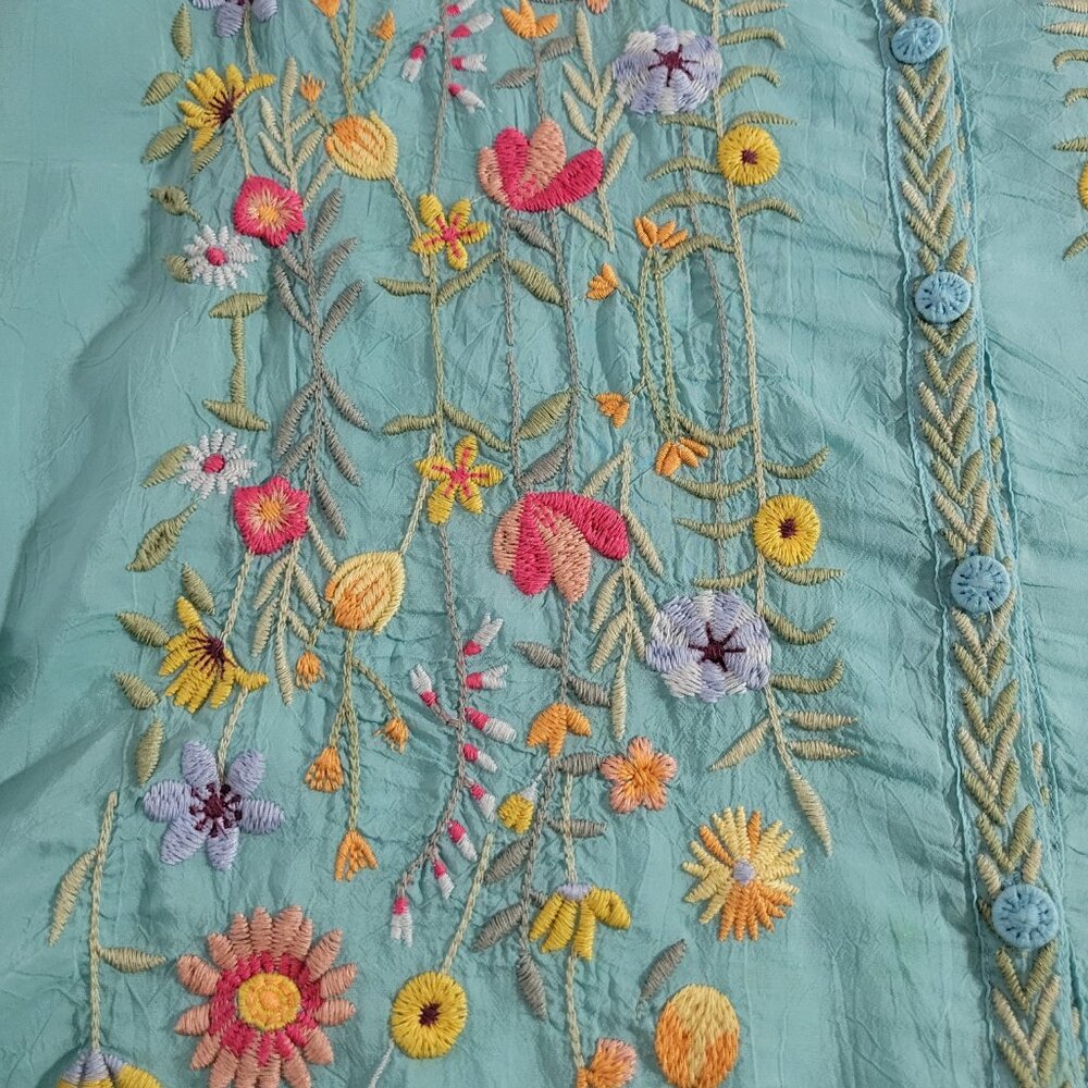 Johnny Was Women's Embroidered Blue Top - Picture 4 of 12